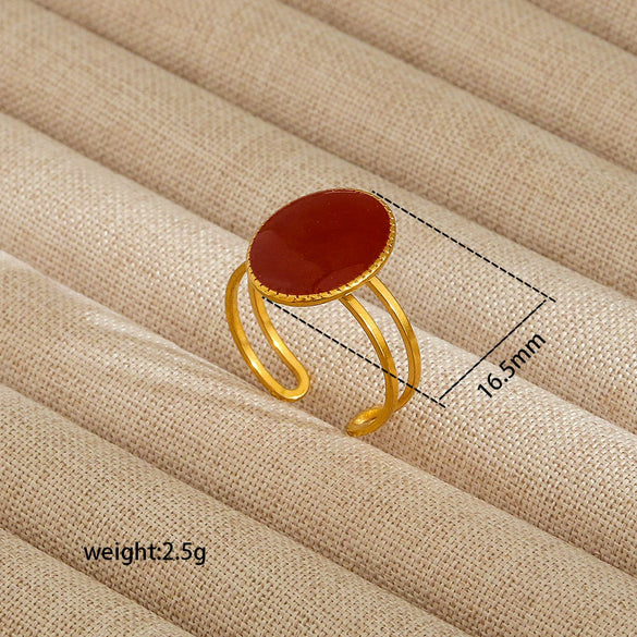 Wholesale Electroplated Heart Shape Geometric Titanium Steel Open Ring For Women And Unisex Ins Style Jewelry
