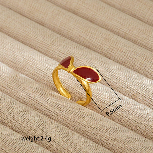 Wholesale Electroplated Heart Shape Geometric Titanium Steel Open Ring For Women And Unisex Ins Style Jewelry
