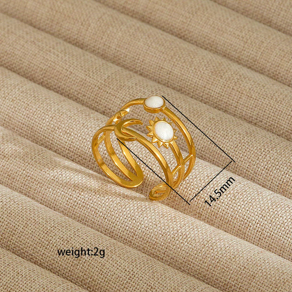 Wholesale Electroplated Heart Shape Geometric Titanium Steel Open Ring For Women And Unisex Ins Style Jewelry