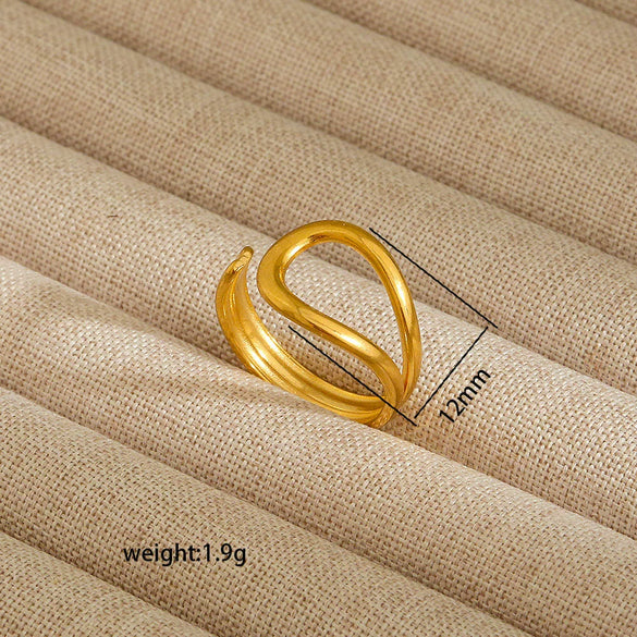 Wholesale Electroplated Heart Shape Geometric Titanium Steel Open Ring For Women And Unisex Ins Style Jewelry