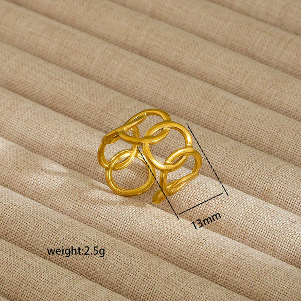 Wholesale Electroplated Heart Shape Geometric Titanium Steel Open Ring For Women And Unisex Ins Style Jewelry