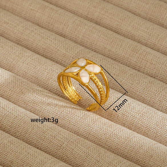 Wholesale Electroplated Heart Shape Geometric Titanium Steel Open Ring For Women And Unisex Ins Style Jewelry