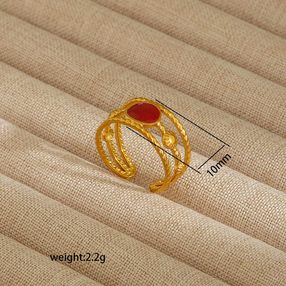 Wholesale Electroplated Heart Shape Geometric Titanium Steel Open Ring For Women And Unisex Ins Style Jewelry