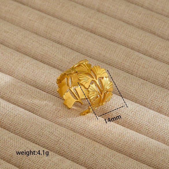 Wholesale Electroplated Heart Shape Geometric Titanium Steel Open Ring For Women And Unisex Ins Style Jewelry