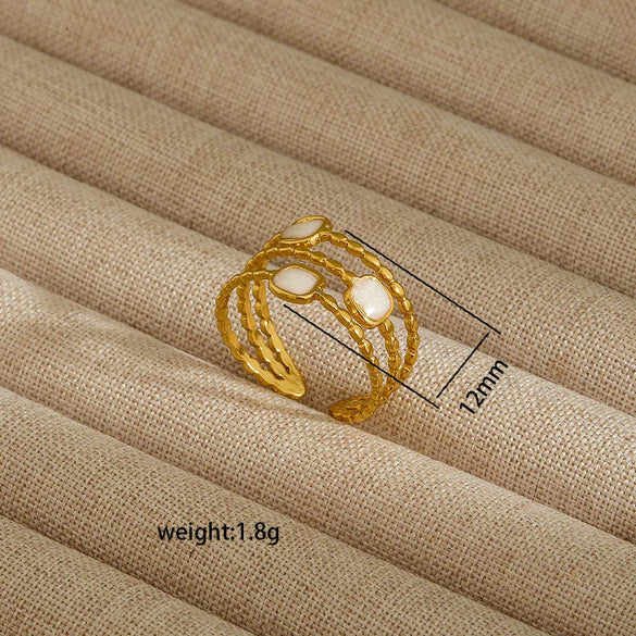 Wholesale Electroplated Heart Shape Geometric Titanium Steel Open Ring For Women And Unisex Ins Style Jewelry