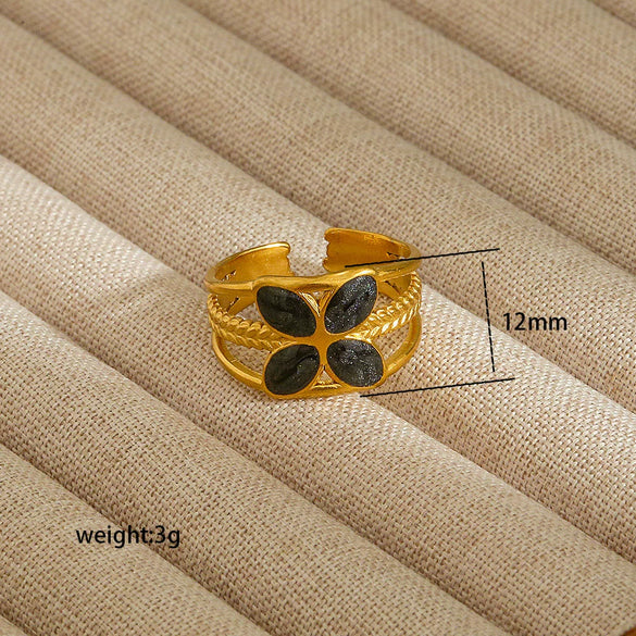 Wholesale Electroplated Heart Shape Geometric Titanium Steel Open Ring For Women And Unisex Ins Style Jewelry