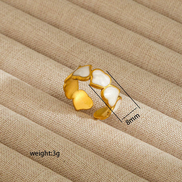 Wholesale Electroplated Heart Shape Geometric Titanium Steel Open Ring For Women And Unisex Ins Style Jewelry