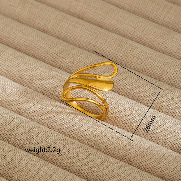 Wholesale Electroplated Heart Shape Geometric Titanium Steel Open Ring For Women And Unisex Ins Style Jewelry