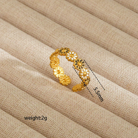 Wholesale Electroplated Heart Shape Geometric Titanium Steel Open Ring For Women And Unisex Ins Style Jewelry