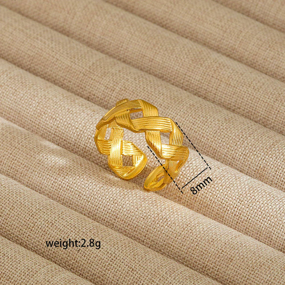 Wholesale Electroplated Heart Shape Geometric Titanium Steel Open Ring For Women And Unisex Ins Style Jewelry