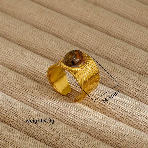 Wholesale Electroplated Heart Shape Geometric Titanium Steel Open Ring For Women And Unisex Ins Style Jewelry