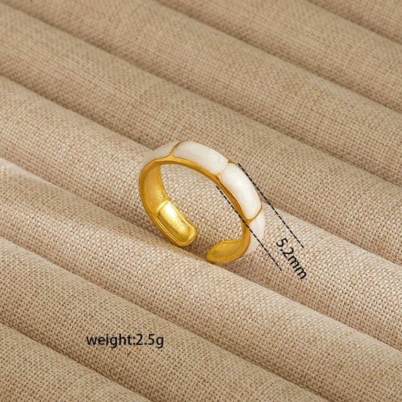 Wholesale Electroplated Heart Shape Geometric Titanium Steel Open Ring For Women And Unisex Ins Style Jewelry