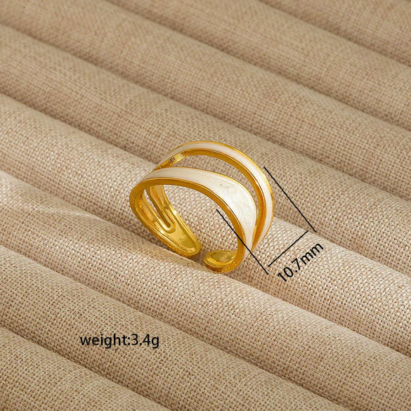 Wholesale Electroplated Heart Shape Geometric Titanium Steel Open Ring For Women And Unisex Ins Style Jewelry