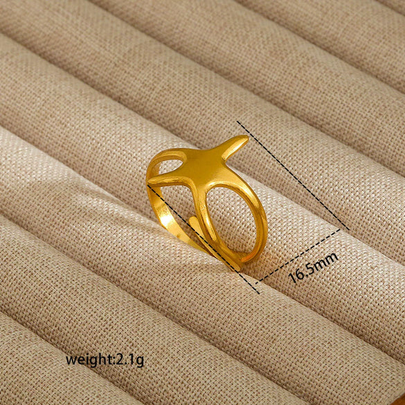 Wholesale Electroplated Heart Shape Geometric Titanium Steel Open Ring For Women And Unisex Ins Style Jewelry