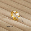 Wholesale Electroplated Heart Shape Geometric Titanium Steel Open Ring For Women And Unisex Ins Style Jewelry