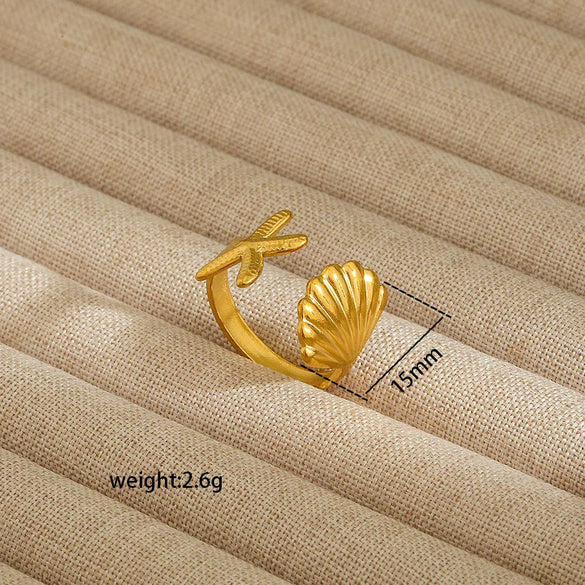 Wholesale Electroplated Heart Shape Geometric Titanium Steel Open Ring For Women And Unisex Ins Style Jewelry