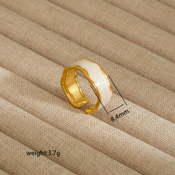 Wholesale Electroplated Heart Shape Geometric Titanium Steel Open Ring For Women And Unisex Ins Style Jewelry