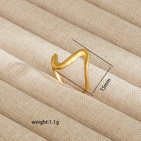 Wholesale Electroplated Heart Shape Geometric Titanium Steel Open Ring For Women And Unisex Ins Style Jewelry