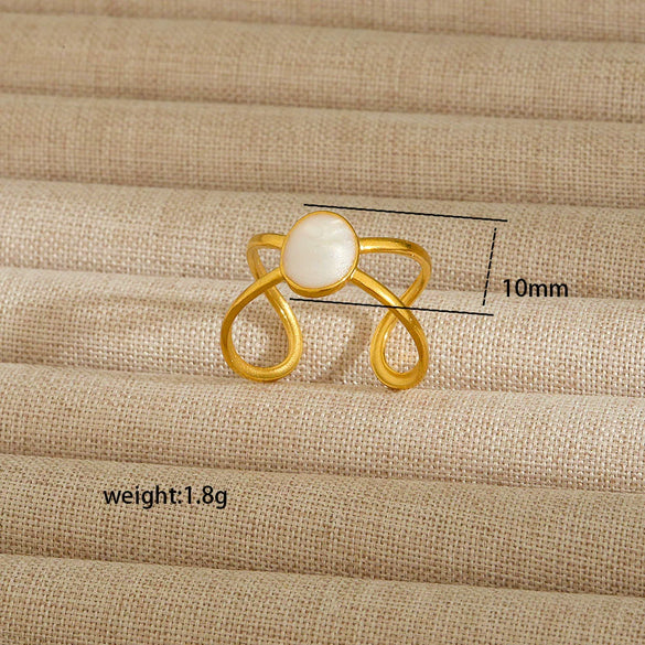 Wholesale Electroplated Heart Shape Geometric Titanium Steel Open Ring For Women And Unisex Ins Style Jewelry