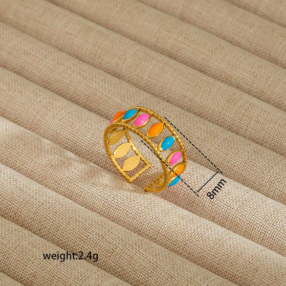 Wholesale Electroplated Heart Shape Geometric Titanium Steel Open Ring For Women And Unisex Ins Style Jewelry