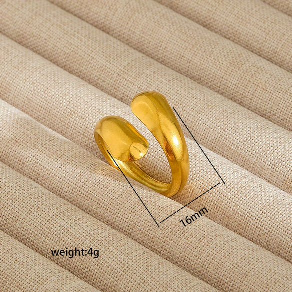 Wholesale Electroplated Heart Shape Geometric Titanium Steel Open Ring For Women And Unisex Ins Style Jewelry