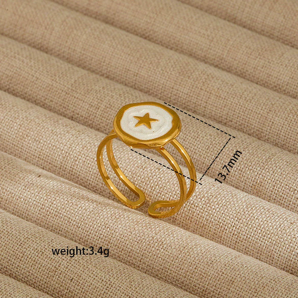 Wholesale Electroplated Heart Shape Geometric Titanium Steel Open Ring For Women And Unisex Ins Style Jewelry