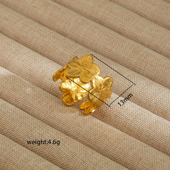Wholesale Electroplated Heart Shape Geometric Titanium Steel Open Ring For Women And Unisex Ins Style Jewelry
