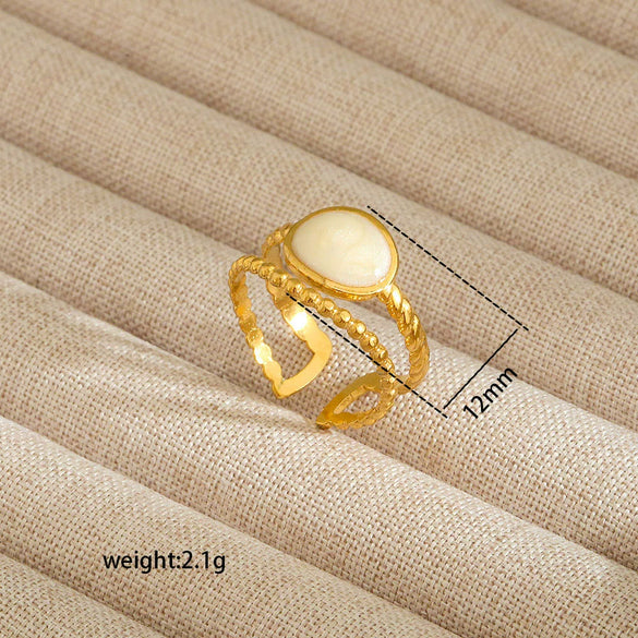 Wholesale Electroplated Heart Shape Geometric Titanium Steel Open Ring For Women And Unisex Ins Style Jewelry