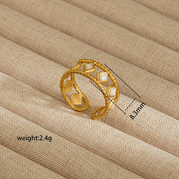 Wholesale Electroplated Heart Shape Geometric Titanium Steel Open Ring For Women And Unisex Ins Style Jewelry