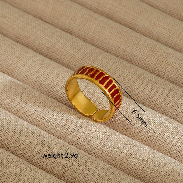 Wholesale Electroplated Heart Shape Geometric Titanium Steel Open Ring For Women And Unisex Ins Style Jewelry
