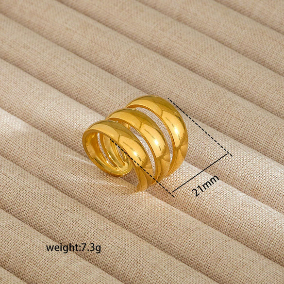 Wholesale Electroplated Heart Shape Geometric Titanium Steel Open Ring For Women And Unisex Ins Style Jewelry