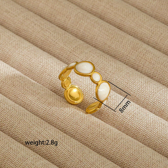 Wholesale Electroplated Heart Shape Geometric Titanium Steel Open Ring For Women And Unisex Ins Style Jewelry