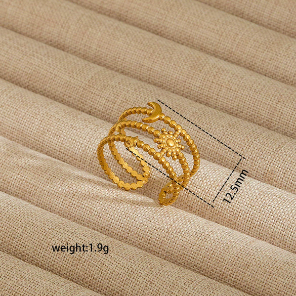 Wholesale Electroplated Heart Shape Geometric Titanium Steel Open Ring For Women And Unisex Ins Style Jewelry