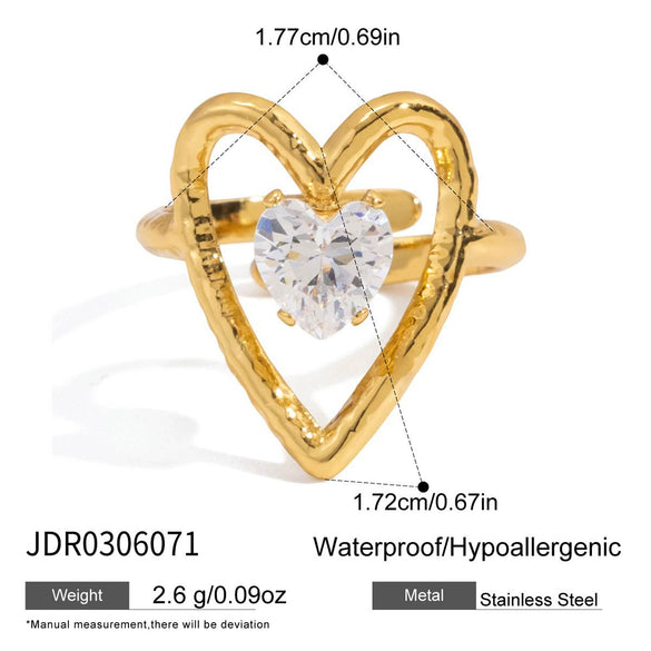 Wholesale Electroplated Heart Shape Stainless Steel Rings For Women