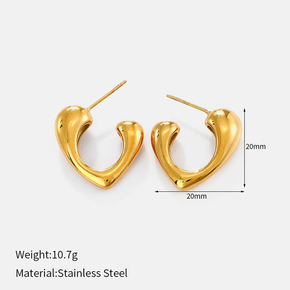 Wholesale Electroplated Heartshaped Stainless Steel Stud Earrings For Women