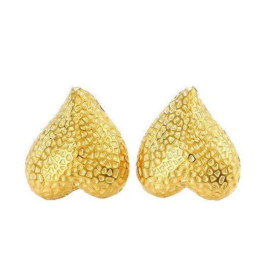 Wholesale Electroplated Heartshaped Stainless Steel Stud Earrings For Women