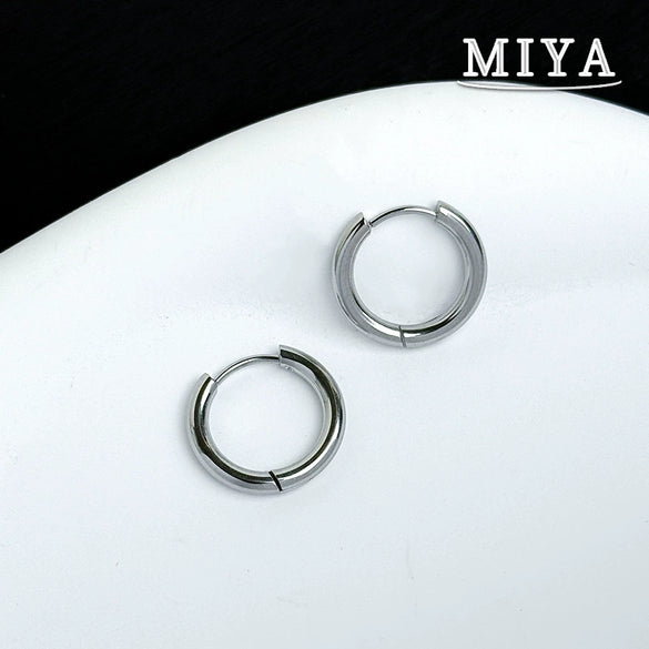 Wholesale Electroplated Hoop Earring Set For Unisex In Minimalist Geometric Stainless Steel Style With Vacuum Plating In The Furnace