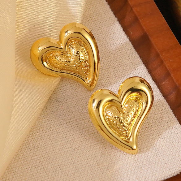 Wholesale Electroplated Ins Style Heart Shaped Stainless Steel Earrings For Women