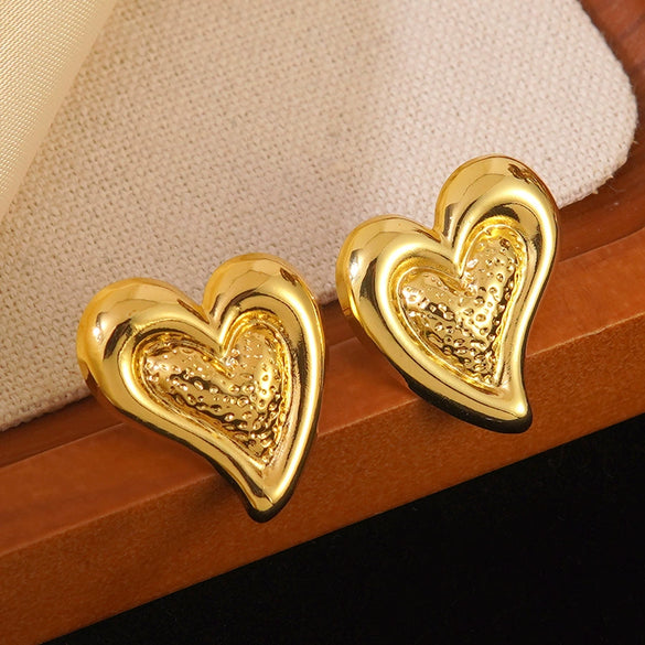 Wholesale Electroplated Ins Style Heart Shaped Stainless Steel Earrings For Women