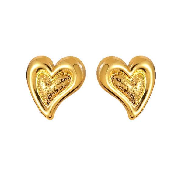 Wholesale Electroplated Ins Style Heart Shaped Stainless Steel Earrings For Women