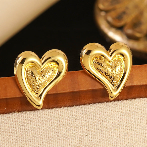Wholesale Electroplated Ins Style Heart Shaped Stainless Steel Earrings For Women