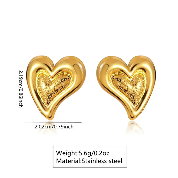 Wholesale Electroplated Ins Style Heart Shaped Stainless Steel Earrings For Women