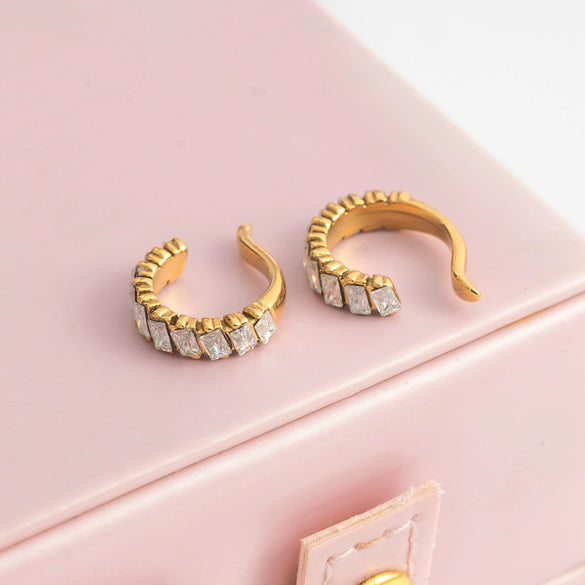 Wholesale Electroplated 18K Gold Geometric Stainless Steel Ear Clips For Women