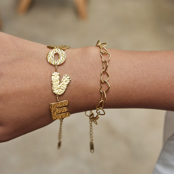 Wholesale Electroplated 18K Gold Geometric Stainless Steel Love Bracelet Jewelry For Women