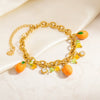 Wholesale Electroplated 18K Real Gold Stainless Steel Fruit Shape Pendant Bracelet For Women
