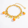 Wholesale Electroplated 18K Real Gold Stainless Steel Fruit Shape Pendant Bracelet For Women