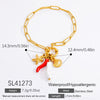 Wholesale Electroplated 18K Real Gold Stainless Steel Fruit Shape Pendant Bracelet For Women