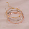 Wholesale Electroplated Metal Cshaped Rhinestone Mesh Open Elastic Bracelets For Women