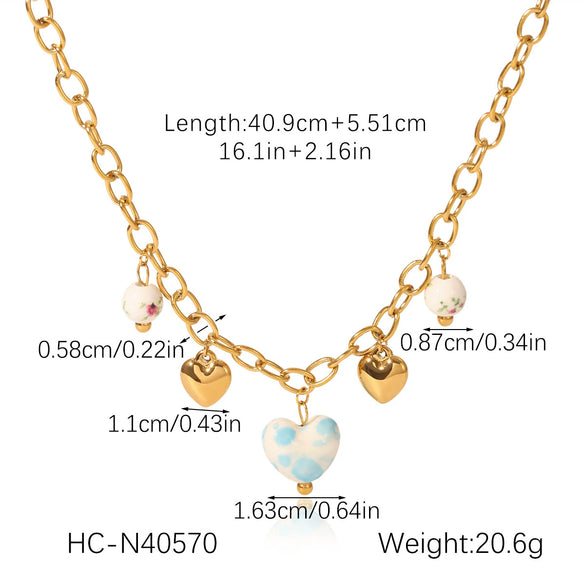 Wholesale Electroplated Stainless Steel And Ceramic Jewelry For Women With Heartshaped And Geometric Patterns Including Pendant Necklaces Bracelets And Earrings