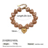 Wholesale Electroplated Stainless Steel And Titanium Steel Heart Beaded Sweater Chain Necklace For Women In Minimalist Ocean Series Style